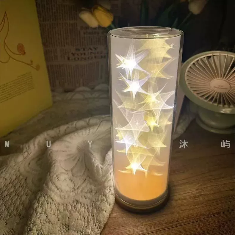 （Finished product）Creative DIY Starry Sky Night Light - Handcrafted Romantic Atmosphere Glass Lamp for Bedroom