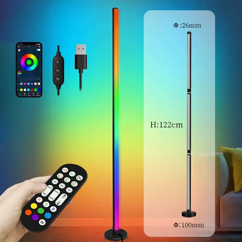 Nordic-style Audio-reactive Floor Lamp for Living Room & Bedroom, with Gaming RGB Ambience Lighting
