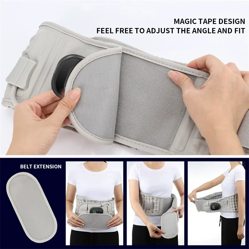 New model multi-functional red light electric heating massage belt — lumbar therapy inflatable support belt with airbag for waist protection.