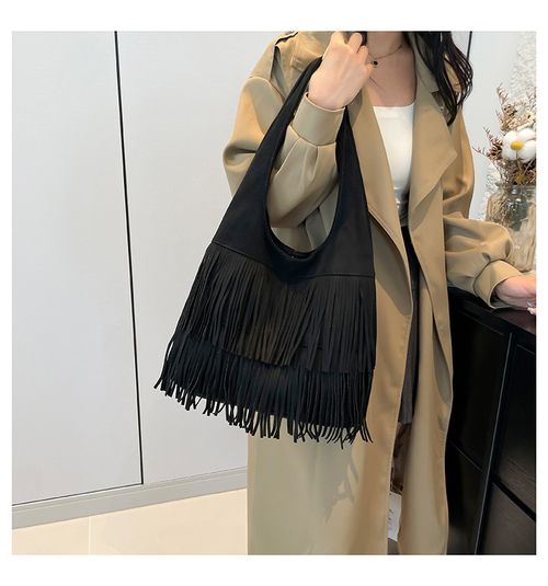 Vintage Matte Tassel Tote - Slouchy Premium Underarm Bag