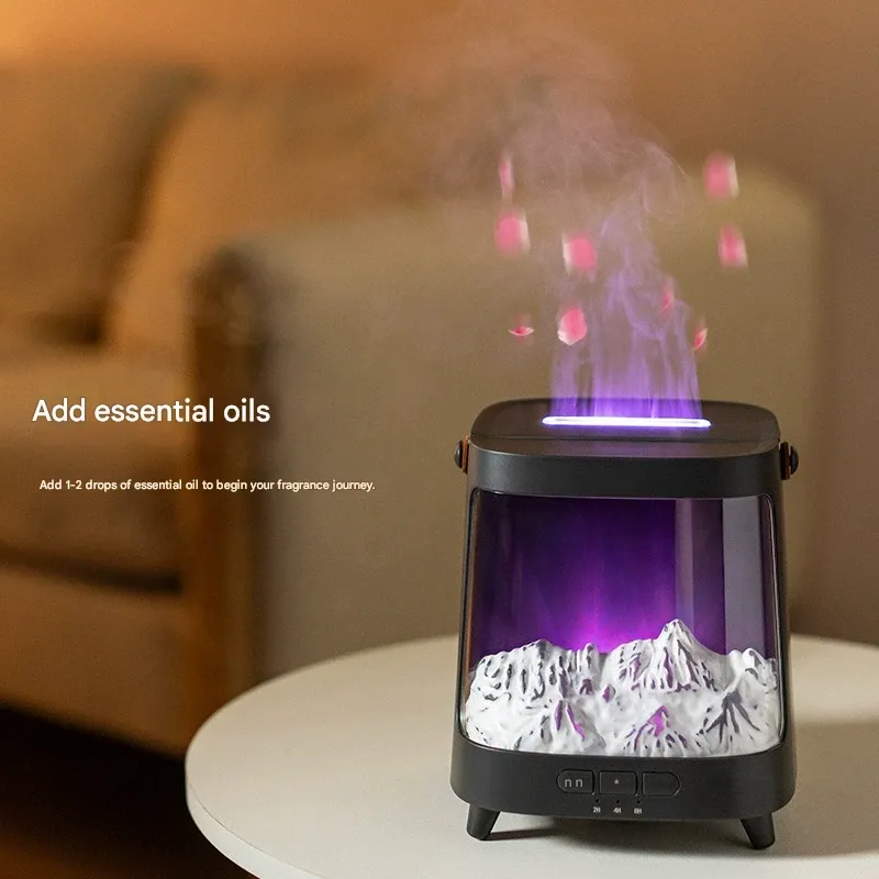 New Aurora Flame Aroma Diffuser - 3D Simulation Electric Essential Oil Diffuser, Quiet Bedroom Humidifier with Remote Control