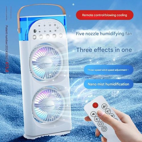 Cooling 5-Hole Mist Dual Fan  Home Office Desktop Cooling Aroma Diffuser with RGB Color Lights