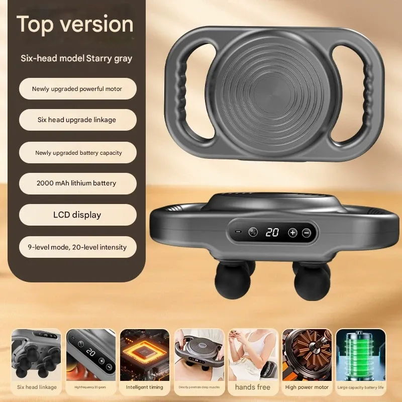 6-Head Percussion Massage Gun - Deep Tissue Massager for Full Body, High Frequency Muscle Relief for Home Use