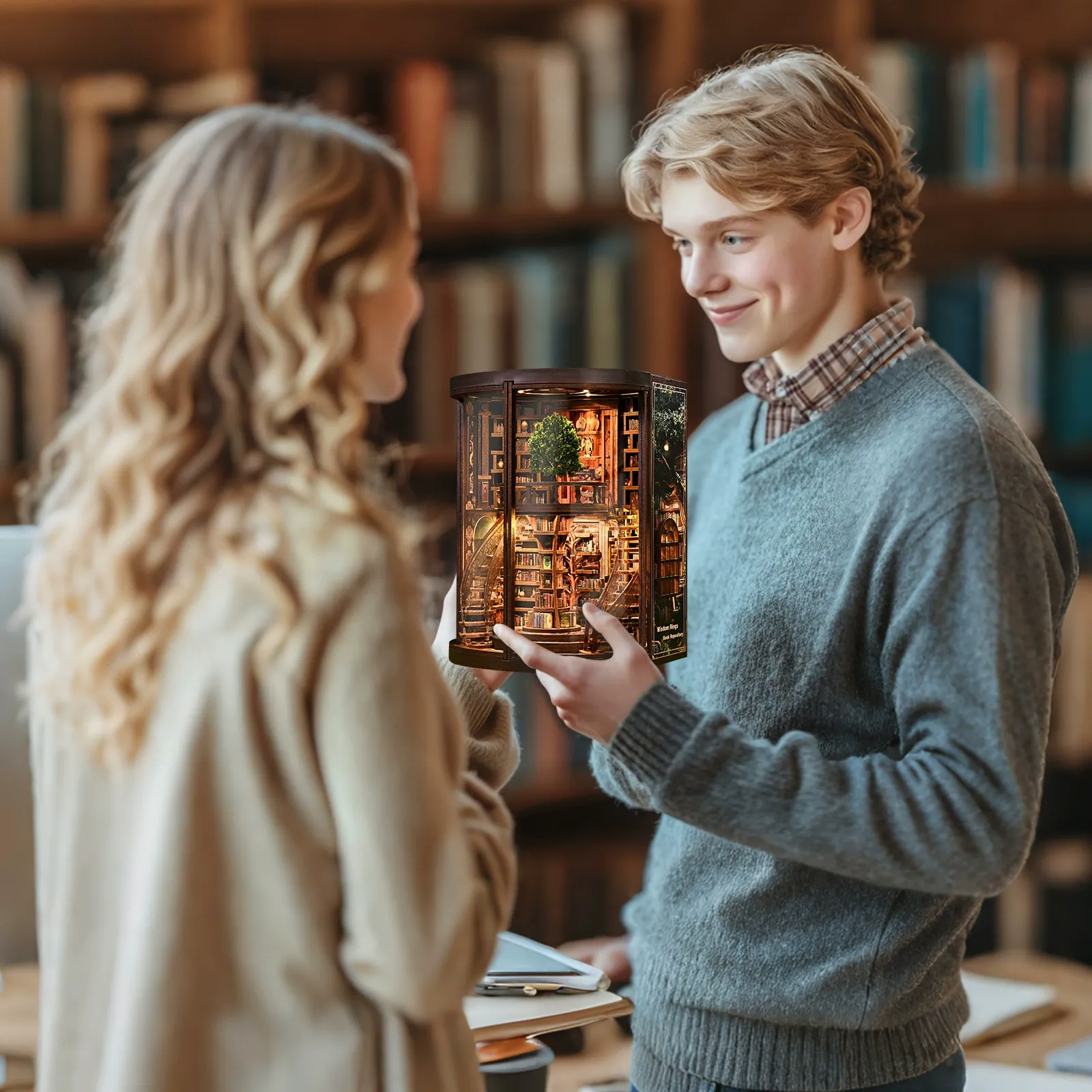 3D Wooden Puzzle Book   Wooden Assembly Book House Model