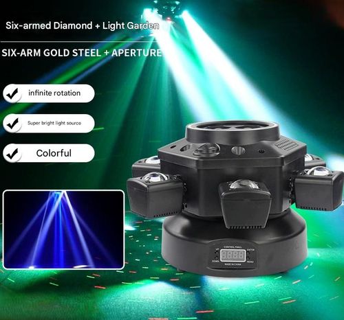 6-Arm Bee-Eye Small Diamond Laser Moving Head Light with Halo Effect and Strobe