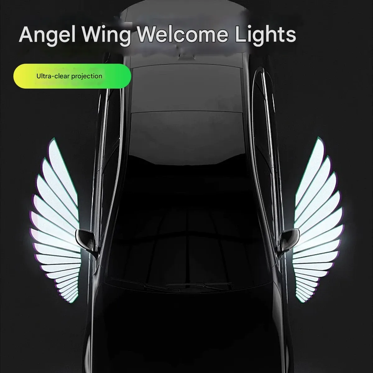 Car Welcome Ambient Light - Ultra-Clear Angel Wings LED Decorative Light - Rearview Mirror Light