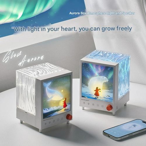 Aurora Night Light Projector - Bluetooth Speaker with Starry Sky Lighting, Creative Gift for Bedroom Decor