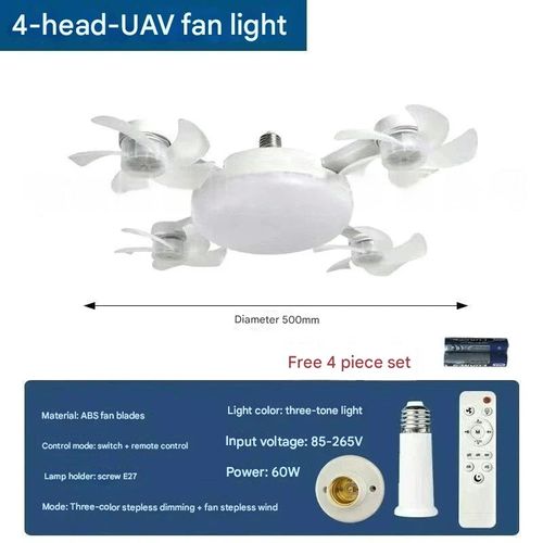 Drone-Style Fan Light  E27 Socket Quad-LED Creative Drone Fan Light