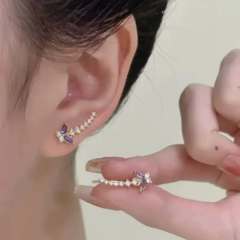 Elegant Purple Butterfly Ear Cuff – Niche Design  Exquisite & Versatile Stud Earrings – Unique Ear Jewelry