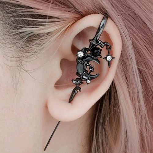 Creative Star and Moon Diamond Stud Earrings, Geometric Fashion Personality Minimalist Style Earrings