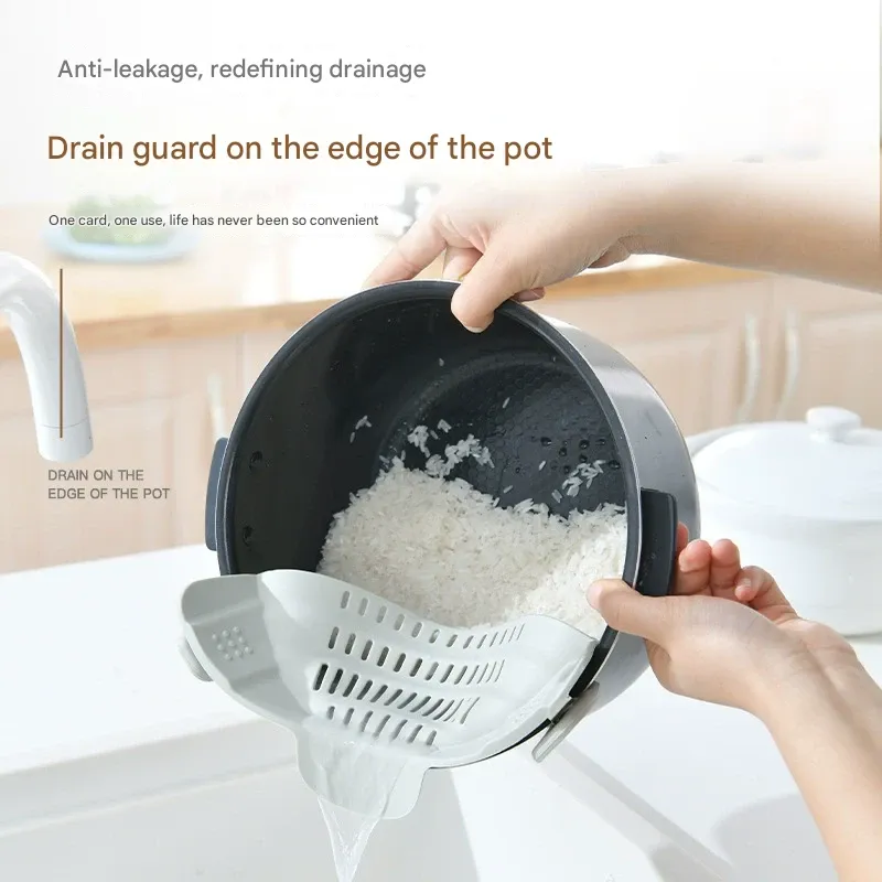 Kitchen Silicone Water Drainer  Pot Edge Water Baffle  Wide-Mouth Vegetable Noodle Filter