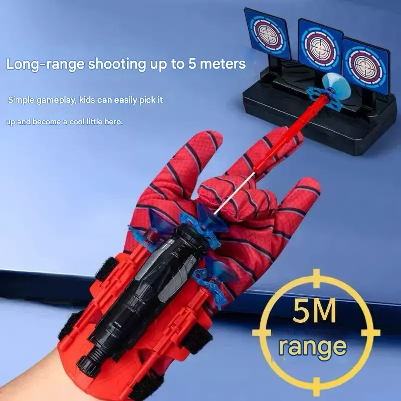Spider Shooter Toy  Hero Wrist-Worn Suction Cup Launcher, Soft Bullet Black-Tech Web Shooting Toy