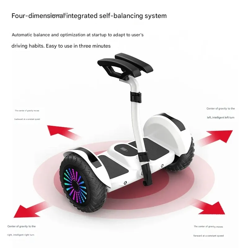 Self-Balancing Electric Scooter with Handrail & Foot Control – Smart Two-Wheel Gyro Scooter for Kids & Adults