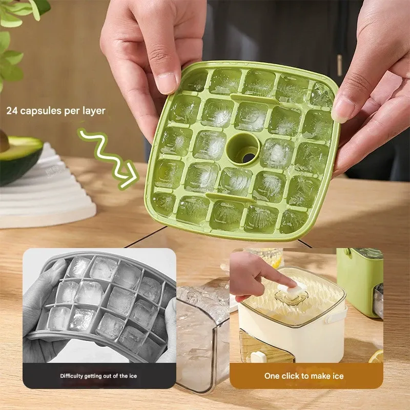 Large Capacity Silicone Ice Cube Tray for Home - 1-Second Push Release | Whiskey Sphere Ice Maker | Freezer Storage Bin