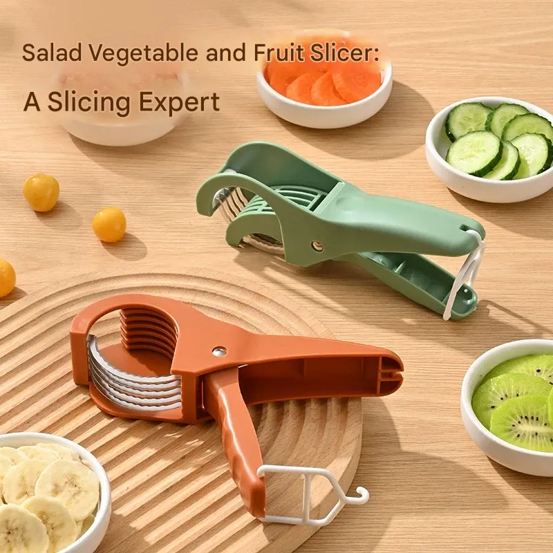 Stainless Steel Kitchen Vegetable & Fruit Slicer - Multi-Purpose Cutter for Cucumber, Salad, Banana, and Spring Onions