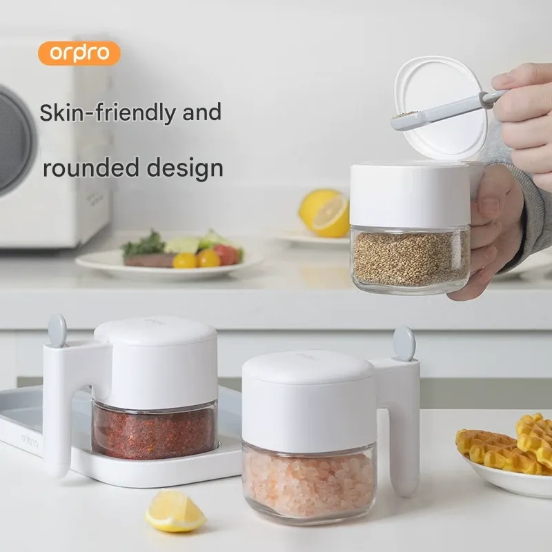 Automatic opening when spoon is removed   Kitchen storage containers for salt, spices
