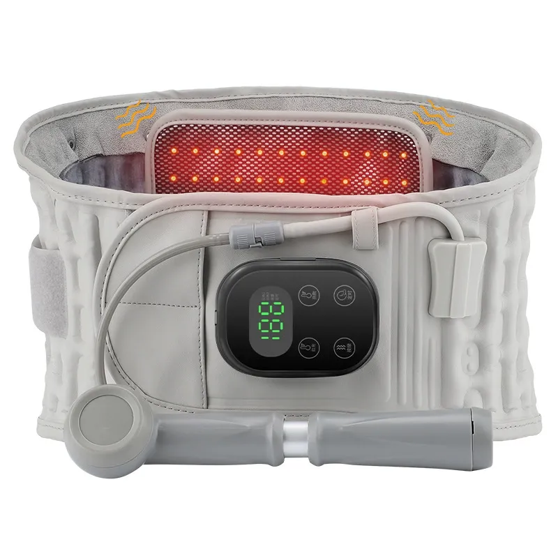 New model multi-functional red light electric heating massage belt — lumbar therapy inflatable support belt with airbag for waist protection.