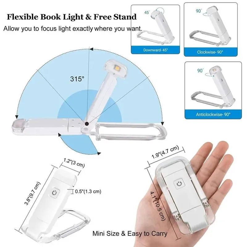 1pc Portable Bookmark Light, USB Rechargeable LED Reading Light, Clip-on Reading Light, Bed Reading Eye Protective Light