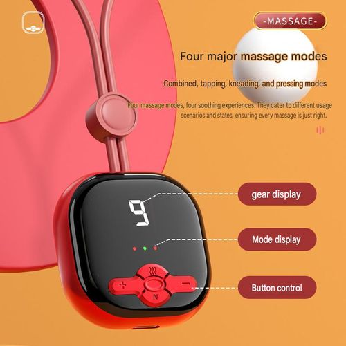 Household Smart Portable Pendant Massager with Pulse and Heat Compress, Hang-on-Neck Cervical Massager