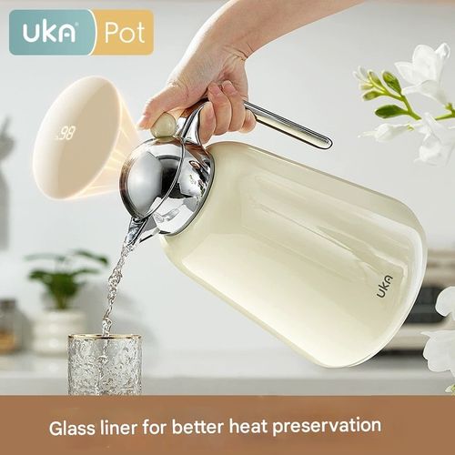 UKA Thermos Flask - Stylish Large Capacity Glass Liner Water Bottle with Temperature Display for Home Use
