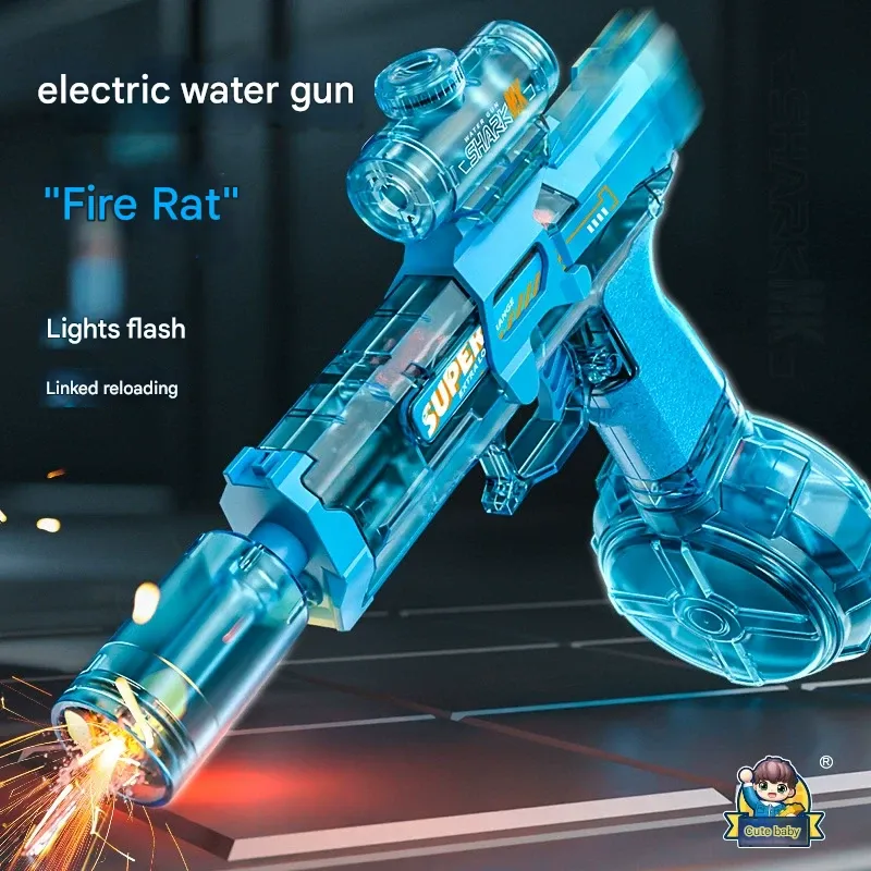 2025 New Electric Water Gun – Kids' Toy Water Spray with Rapid Fire, Flashing Lights, and Auto Manual Modes for Adults & Children