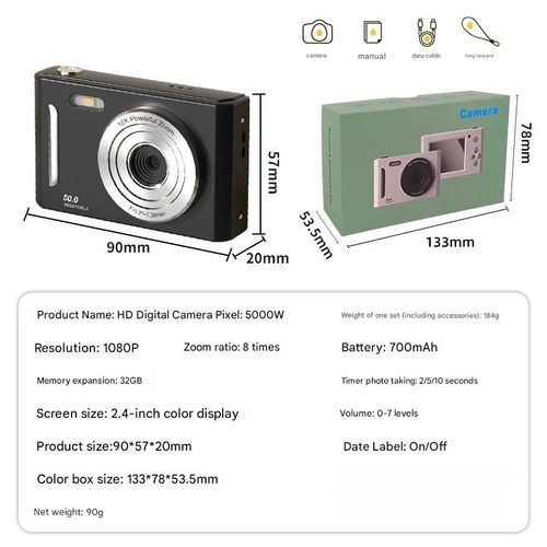 Student Camera - Digital CCD Filter Camera with HD Dual (Front & Rear) Retro Cameras for Photos and Videos