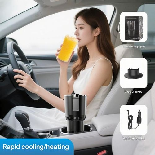 Car Heater and Cooler Cup - 12V Rapid Heating & Cooling Mug with Digital Display, for Warming Water and Baby Bottles