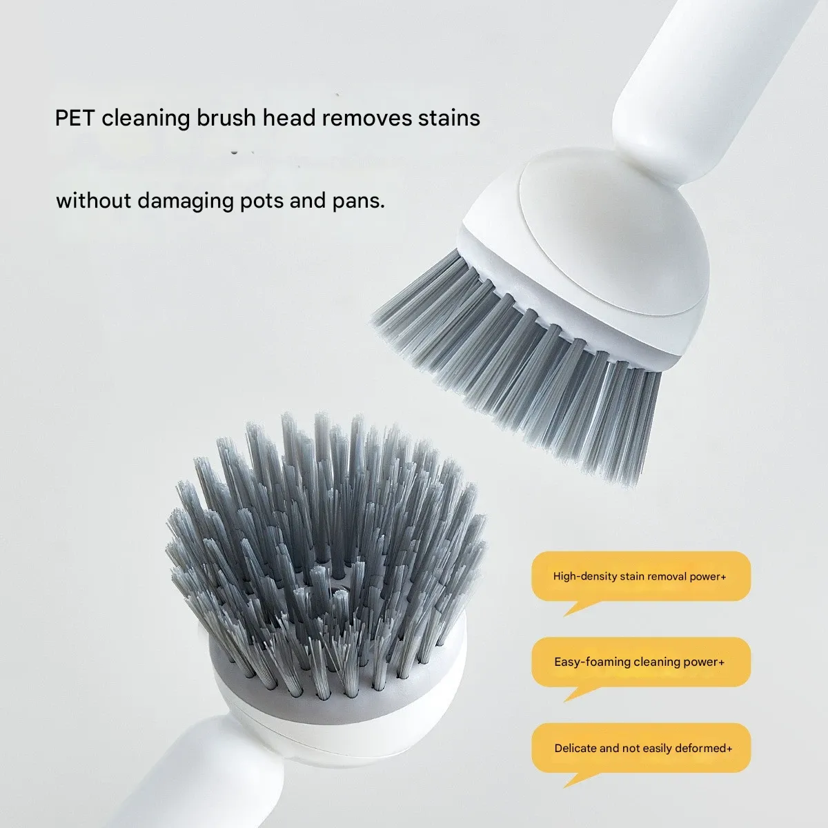 Long Handle Liquid-Adding Rotating Pot Brush, Kitchen-Specific Pot Scrubber, Non-Greasy Non-Scratch Pot Multi-Functional Cleaning Brush