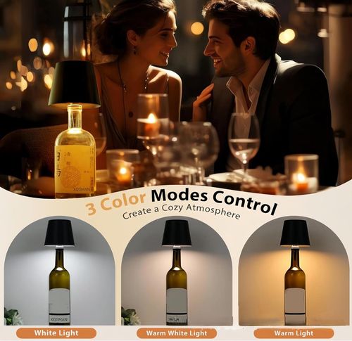 LED Bottle Charging Table Lamp - RGB Bar Recessed Mood Light Creative Restaurant Night Light with Bottle-Shaped Lamp Head