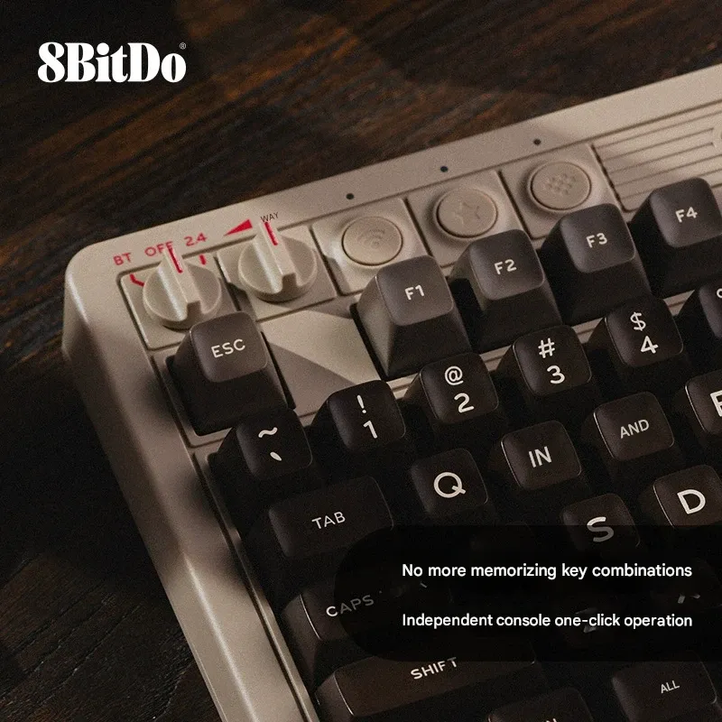 C64 Retro Mechanical Gaming Keyboard  Wireless Bluetooth 3-Mode 87-Key with Joystick