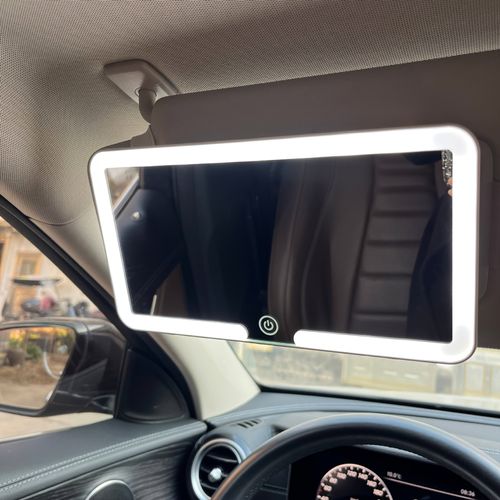 Vehicle Makeup Mirror - HD Sun Visor for Passenger Seat, Vehicle LED Three-Color Adjustable Vanity Mirror