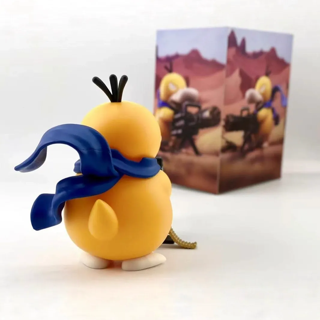 (Large Size 14.5cm) Cool Gatling Psyduck Figure - Transformable Cosplay Mechanical Display Stand, Pokemon Pet Model Statue (With Non-Slip Pads Included)