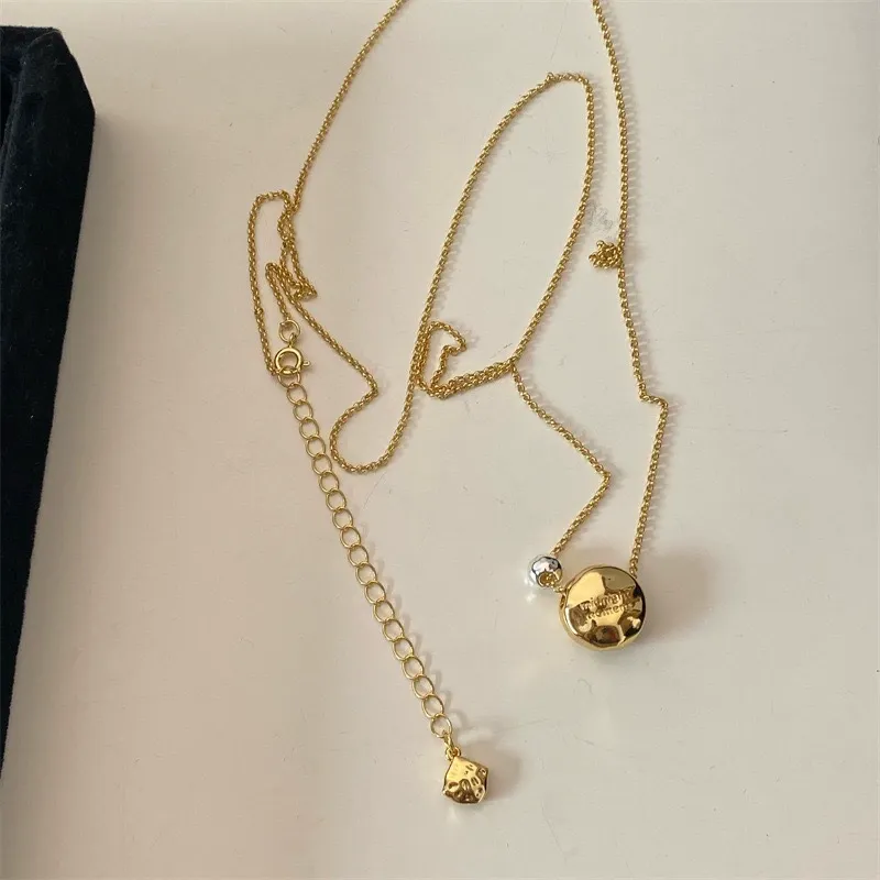 Gold and Silver Two-Tone Metal Ball Long Necklace  New Textured Spherical Pendant Sweater Chain