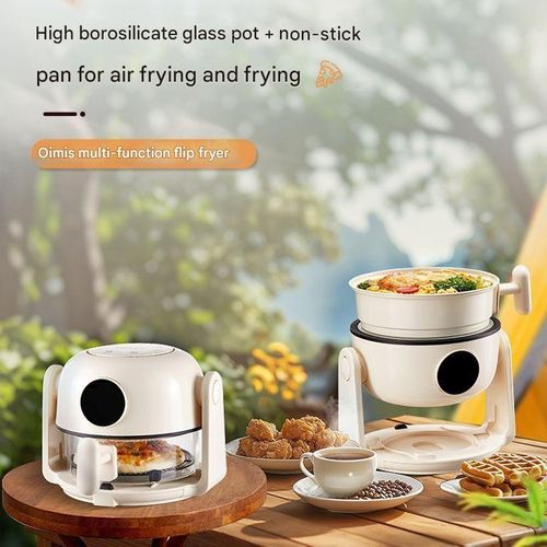 Flip air fryer frying pan two in one dual-purpose small 1 person student rental camping folding pot