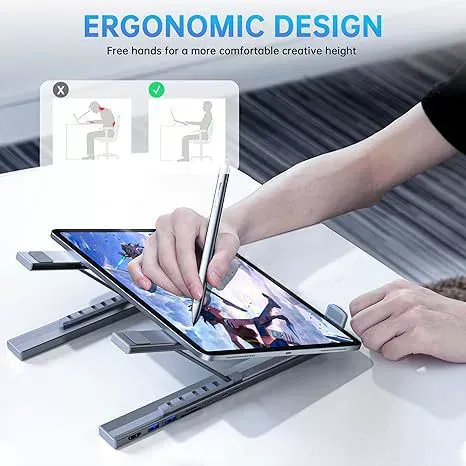 Bestselling 8-in-1 Aluminum Alloy Hub with Multi-Interface HDMI | Foldable Laptop Cooling Stand