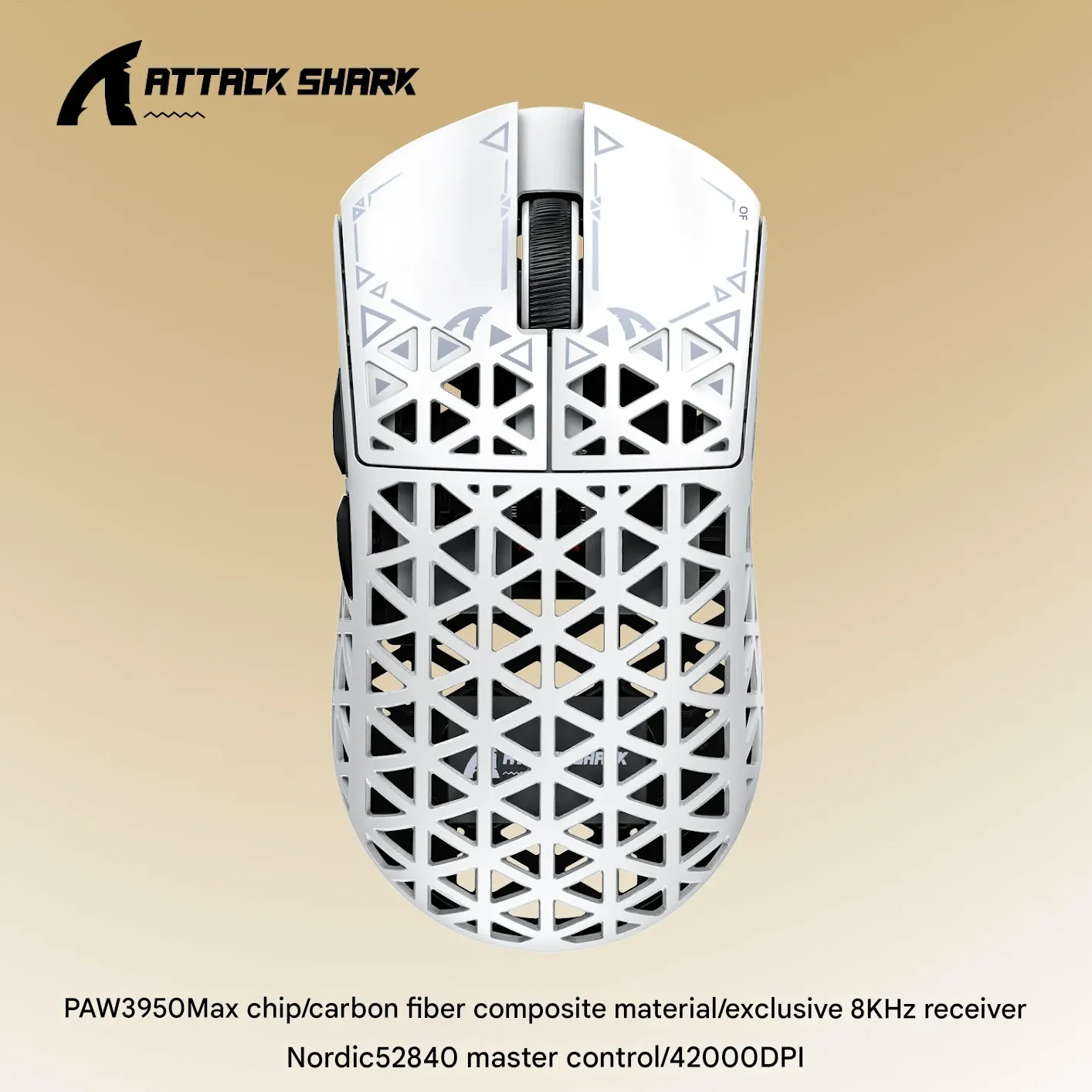Attack Shark R5 Ultra Carbon Fiber Wireless Mouse - Ultra-Lightweight PAW3950 Gaming Mouse with Triple-Mode Connectivity (Bluetooth  2.4G  Wired) & 8K Polling Rate