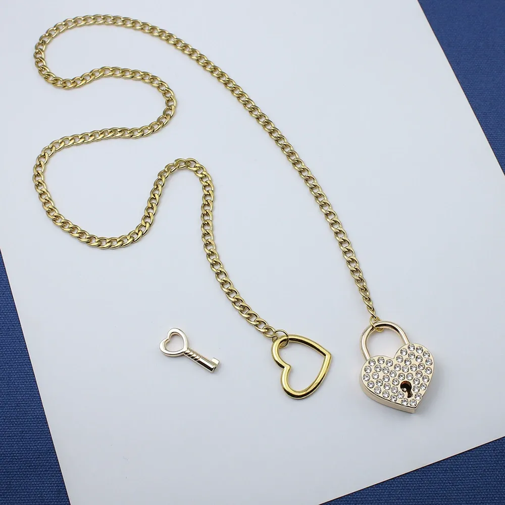 New Lasso Pendant Necklace: Heart-Shaped with Rhinestones, Adjustable Punk-Style Stainless Steel Sliding Loop