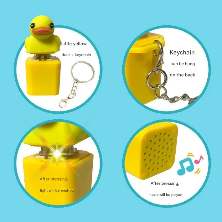 New Mini Duck & Frog Press Keychain - Stress Reliever Toy with Electronic Sound (Video Game Style)