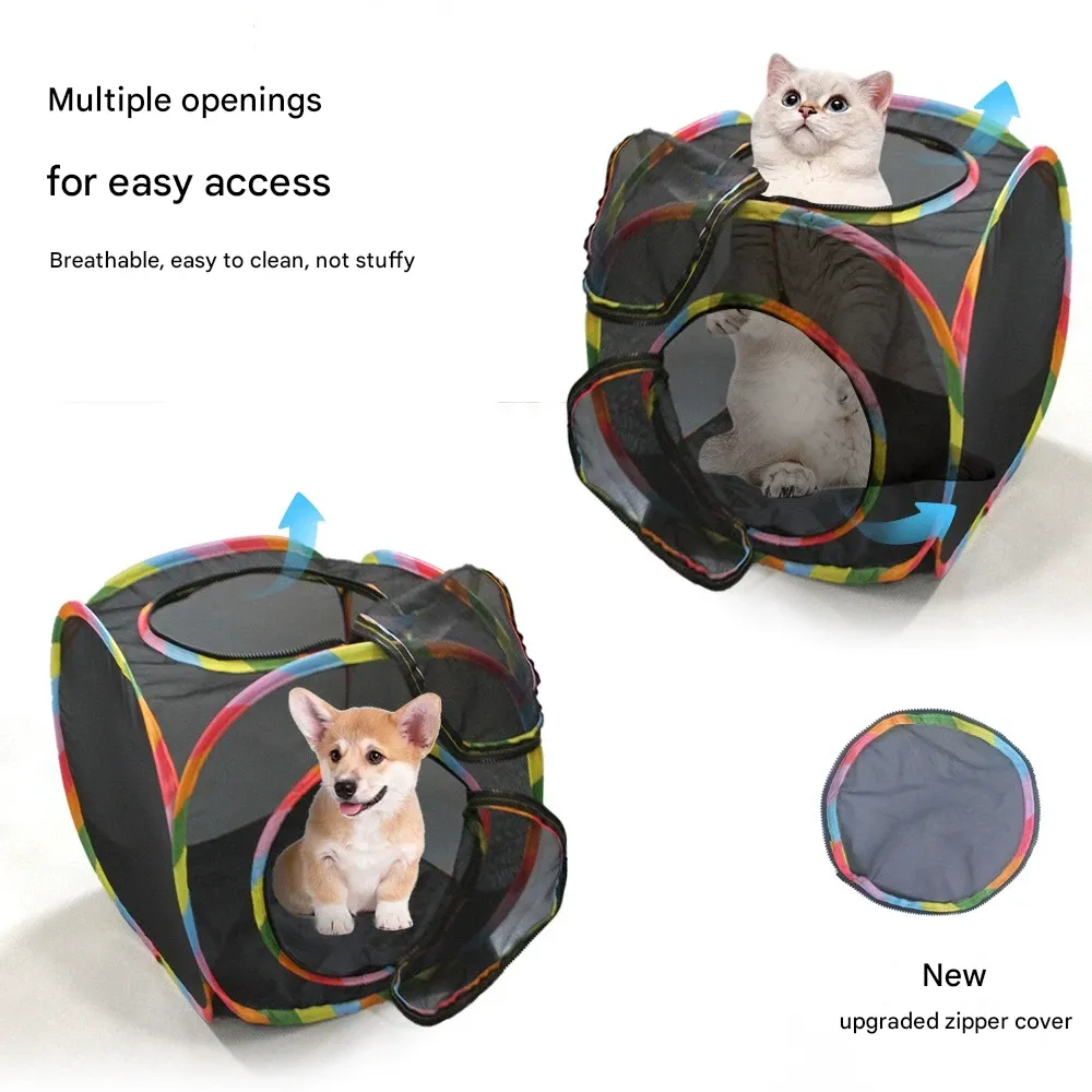Outdoor Mesh Foldable Cat Tunnel – Pet Tent Play Tube for Cats