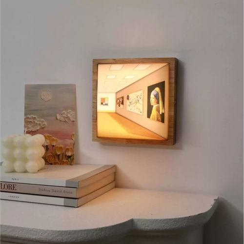 3D naked eye vision night light living room home light luxury wooden punch-free wall lamp bedside ornaments atmosphere light