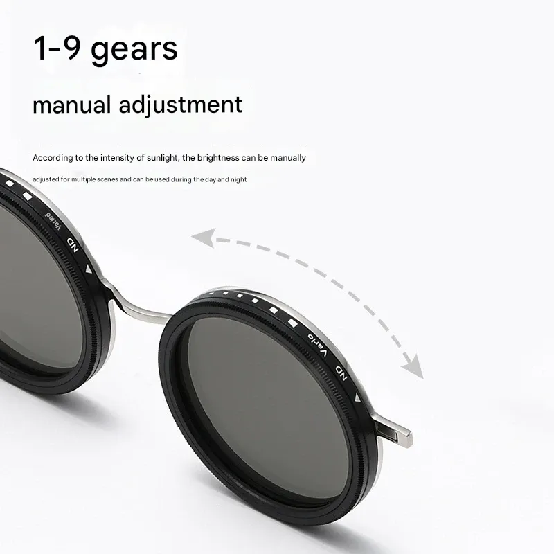 Retro Punk Magnetic ND9 Clip-On Sunglasses - Adjustable Rotating Light Control Lenses (Zero-Power Universal)