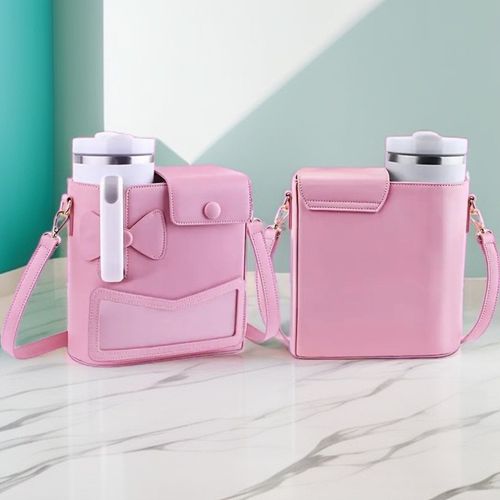 Hot selling outdoor portable shoulder strap water cup protective cover universal crossbody pink water cup storage bag Stanley Purse