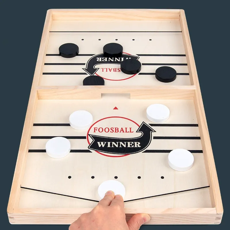 Wooden Flick Hockey Game - Parent-Child Interactive Collision Chess with Continuous Flicking Action
