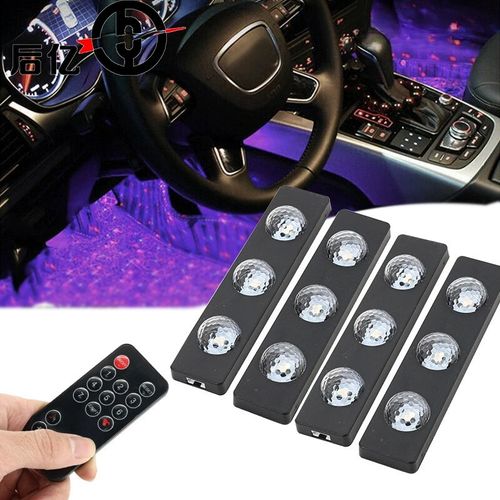 Galaxy Footwell Ambient Lights  4-Piece Starry Floor Lighting Set   Multi-Color Sound-Activated LED Car Interior Kit