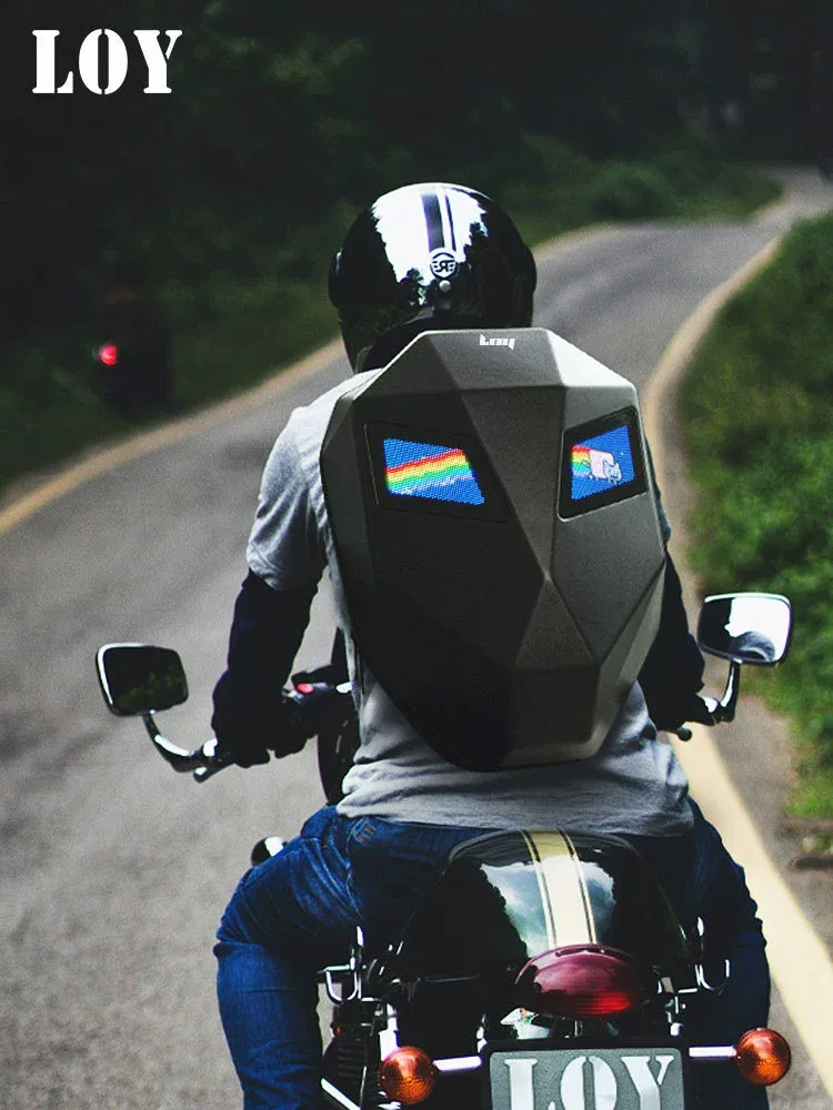 Urban Biker Backpack  LED Light-Up Backpack  Waterproof Travel Pack with Bluetooth