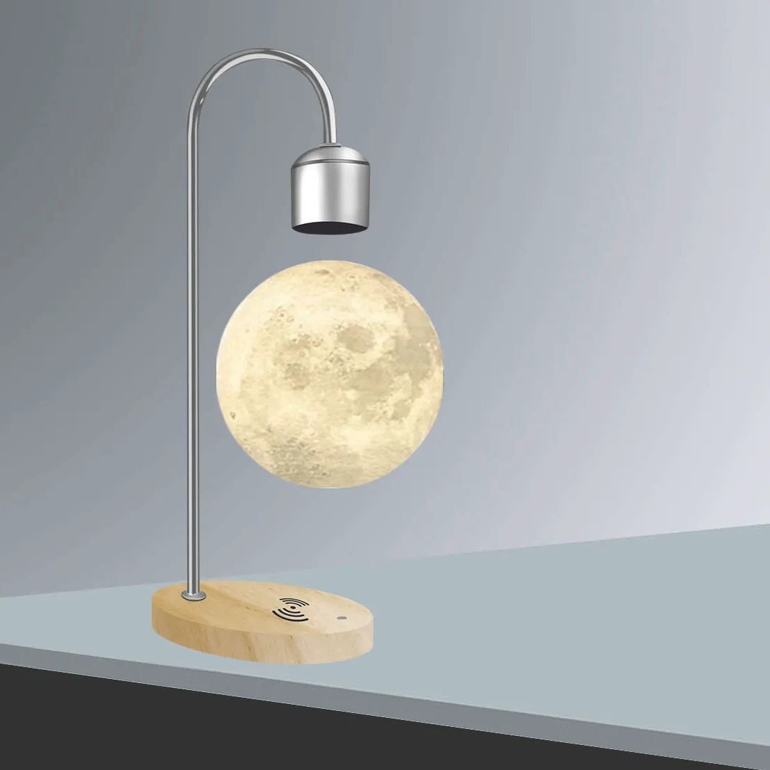 3D-Printed Seamless Magnetic Levitation Moon Lamp - LED Night Light Home Decor