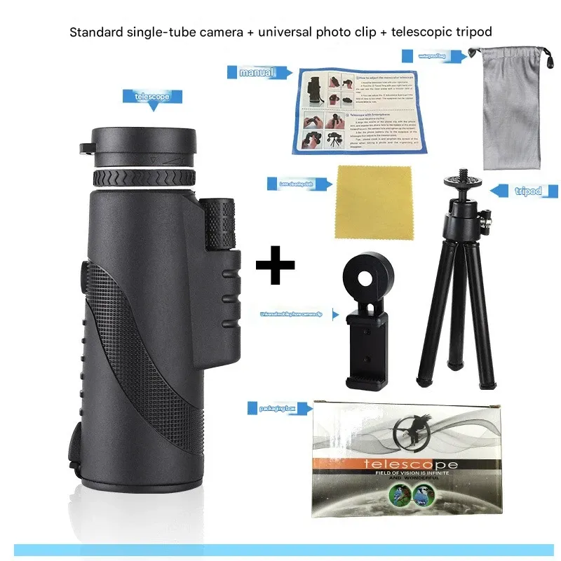 80x100 Monocular Telescope, High-Powered HD Low Light Vision for Adults, for Outdoor & Concert Use