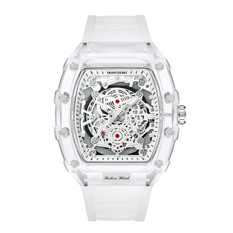 Fashionable Transparent Waterproof Watch with Distinctive Barrel-Shaped Quartz Movement