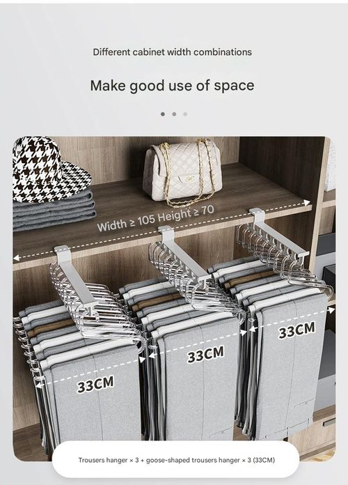 Trousers rack wholesale household pull-out slide trousers rack wardrobe storage space saving punch-free installation trousers rack telescopic support