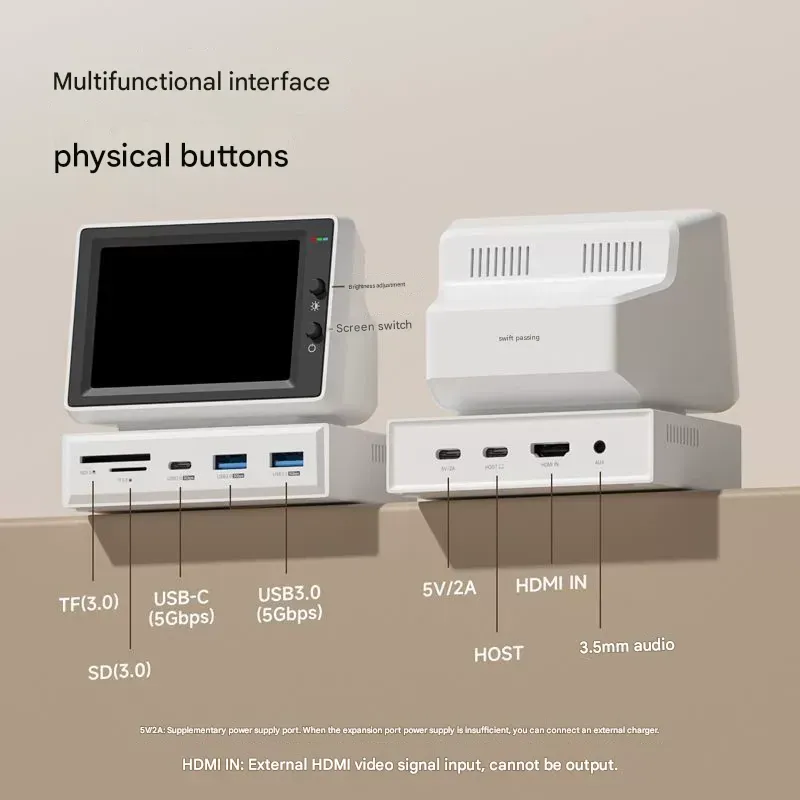 Haibosi Portable Computer Secondary Display - Desktop Docking Station Monitor, X86 Mini Screen Host with 960p HD Resolution
